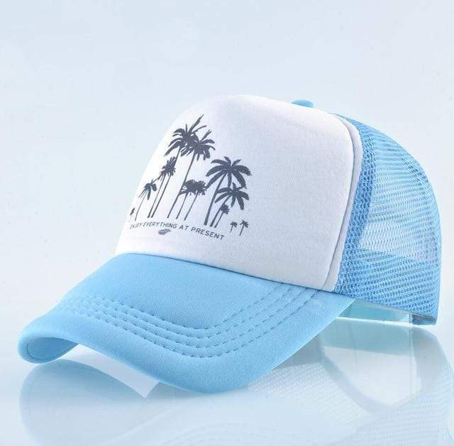 Boho Beach Hut Baseball Caps Fashion Trucker Hat Light Blue / One Size