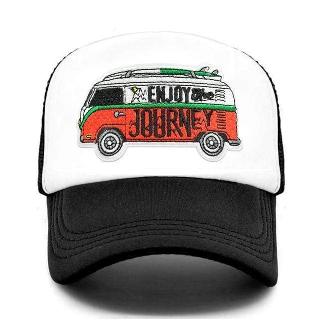 Boho Beach Hut Baseball Caps, mesh hats, trucker hat, camo hat, pink hat, blue hat, red hat, orange hat, black hat, hippie van hat, boho hat Black / Adjustable 55-59cm Boho Hippie Mesh Hat
