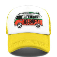Boho Beach Hut Baseball Caps, mesh hats, trucker hat, camo hat, pink hat, blue hat, red hat, orange hat, black hat, hippie van hat, boho hat Boho Hippie Mesh Hat Yellow / One Size