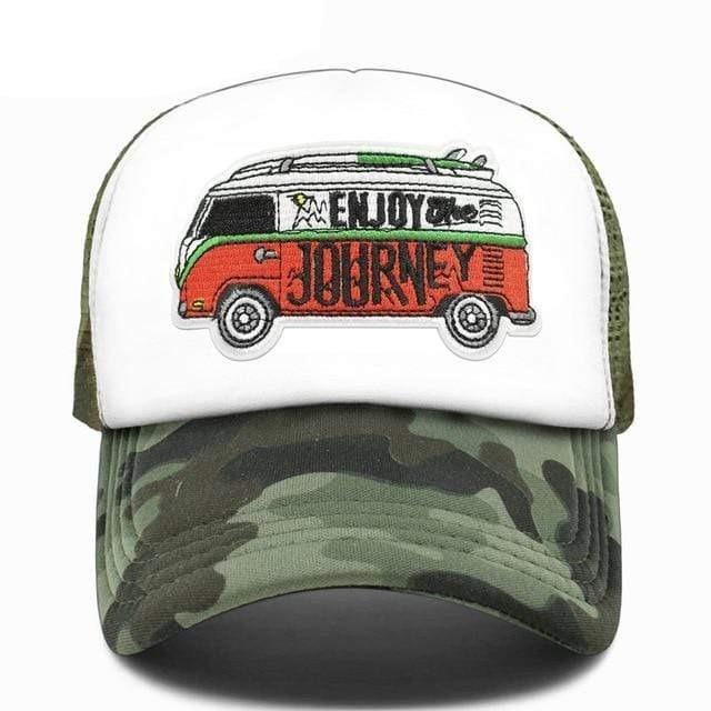 Boho Beach Hut Baseball Caps, mesh hats, trucker hat, camo hat, pink hat, blue hat, red hat, orange hat, black hat, hippie van hat, boho hat Camo / One Size Boho Hippie Mesh Hat