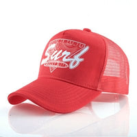 Boho Beach Hut Baseball Caps, mesh hats, trucker hat, camo hat, pink hat, blue hat, red hat, orange hat, black hat, hippie van hat, boho hat Red / One Size Beach Surf Baseball Hat