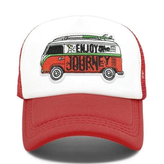 Boho Beach Hut Baseball Caps, mesh hats, trucker hat, camo hat, pink hat, blue hat, red hat, orange hat, black hat, hippie van hat, boho hat Red / One Size Boho Hippie Mesh Hat