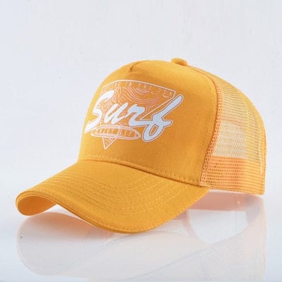 Boho Beach Hut Baseball Caps, mesh hats, trucker hat, camo hat, pink hat, blue hat, red hat, orange hat, black hat, hippie van hat, boho hat Yellow / One Size Beach Surf Baseball Hat