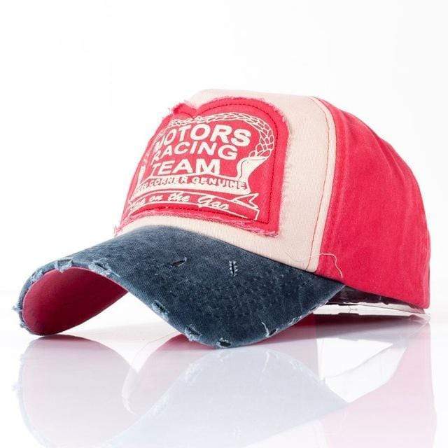 Boho Beach Hut Baseball Caps Old Worn Trucker Hat Blue/Bright Red / One Size