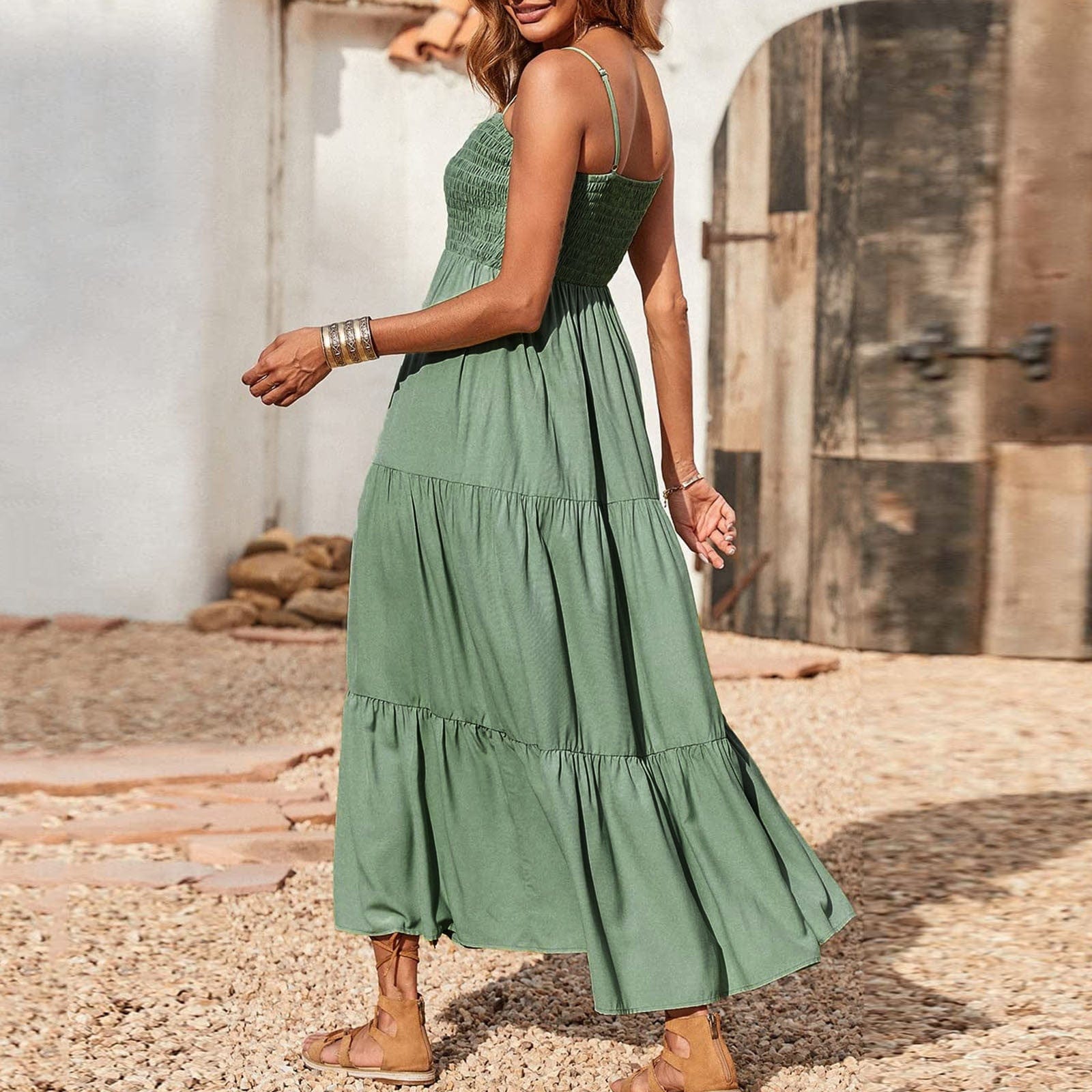 Sleeveless Spaghetti Strap Boho Maxi ...