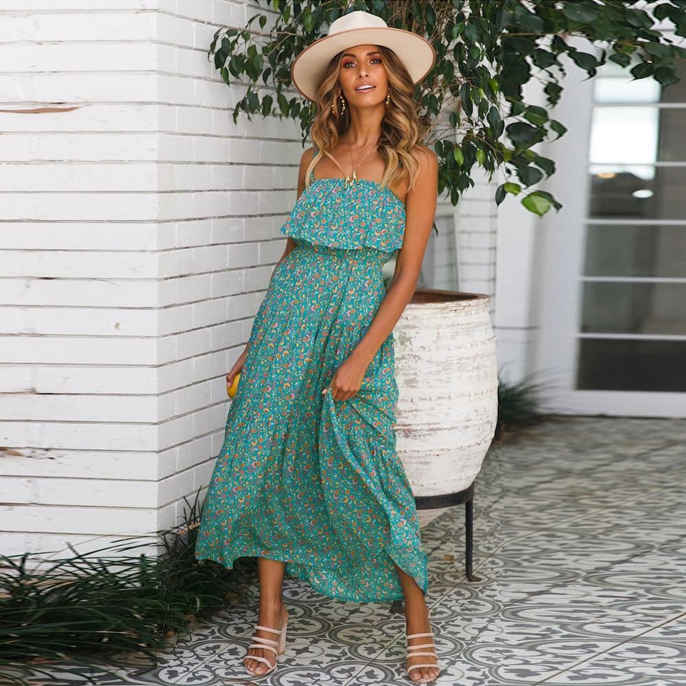 Sleeveless Boho Maxi Dress | Bohemian Floral Long Dress – Boho Beach Hut