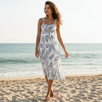 spaghetti strap midi dress Black With Contrast Piping Wedding Guest Dr VOS LEE and a fit ruched bodice with a lace on the back Blue Hydrangea Spaghetti Strap Midi