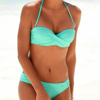 Boho Beach Hut Bikini, Swimsuit, Swimwear Sexy Halter Top Push Up Bikinis- Multiple Colors