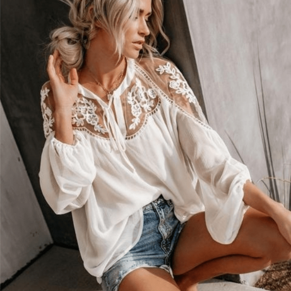 Girl Boho Chic Blouses Bohemian Lace Long Sleeve Blouse – Boho