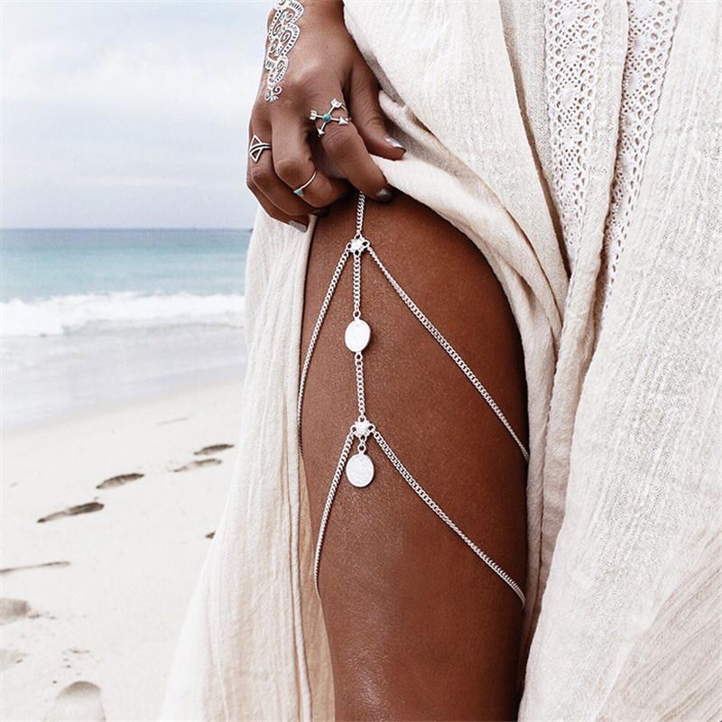 Boho Beach Hut Body Jewelry Boho Sexy Leg Jewelry Silver / One Size