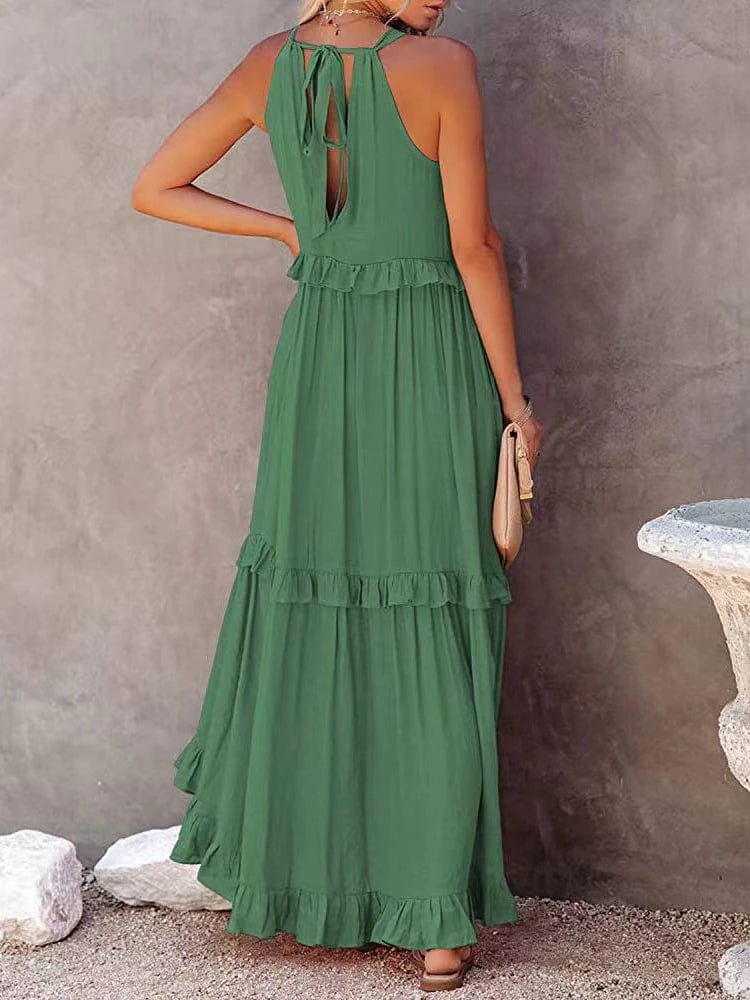 Boho Beach Hut Boho Dress, Beach Dress, Summer Dress, Maxi Dress, Chic Dress, Long Dress, Below knee dress, Sun Dress Boho Ruffle Pullover Summer Maxi Dress