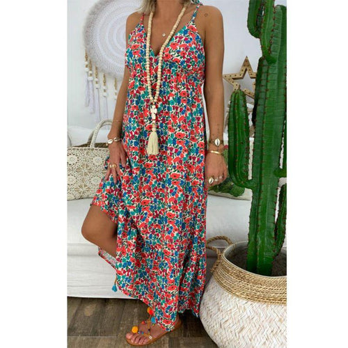 Sleeveless Floral Boho Maxi Dress – Boho Beach Hut
