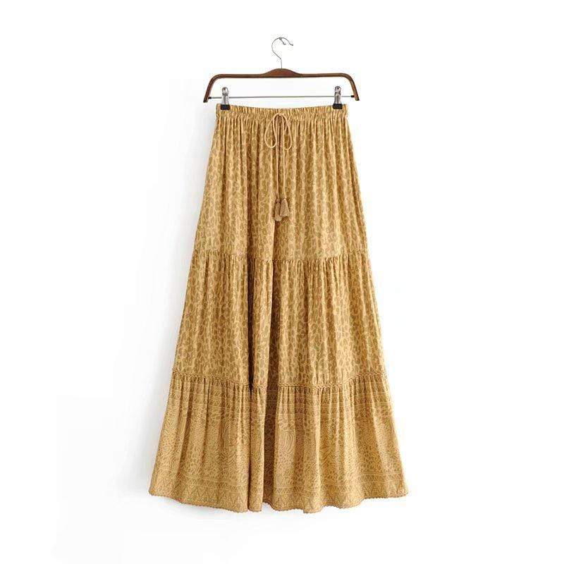 Boho Beach Hut Boho Skirt Gold / S Boho Hippie Maxi Skirt