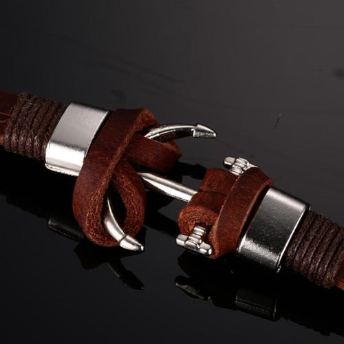 Boho Beach Hut Bracelets Vintage Leather Anchor Bracelet