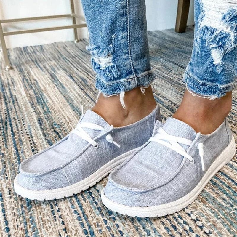 Boho Beach Hut Canvas Shoes, Slip On Shoes Gray / 5 Slip On Canvas Shoes