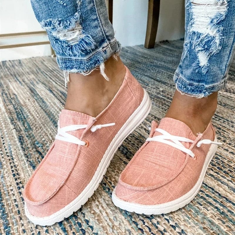 Boho Beach Hut Canvas Shoes, Slip On Shoes Pink / 5 Slip On Canvas Shoes