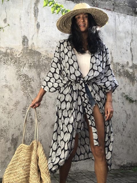 Floral Kimono Swimsuit Long Cover Up ...