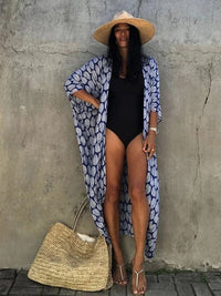 Boho Beach Hut Cardigan, Cover up, Kimono, Plus Size Long Floral Kimono Swimsuit Cover Up