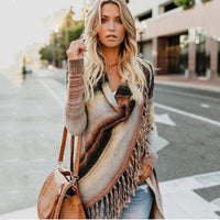 Boho Beach Hut Cardigan, Sweater Irregular Vintage Fringe Sweater Khaki / S