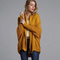 Boho Beach Hut Cardigans, Sweater Batwing Knitted Cardigan Gold / One Size