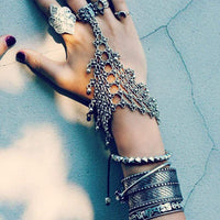 Boho Beach Hut Chain & Link Bracelets Boho Vintage Statement Bracelet Silver / One Size