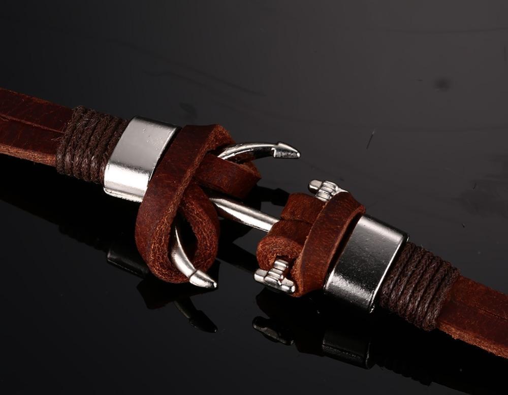 Boho Beach Hut Charm Bracelets Vintage Leather Anchor Bracelet
