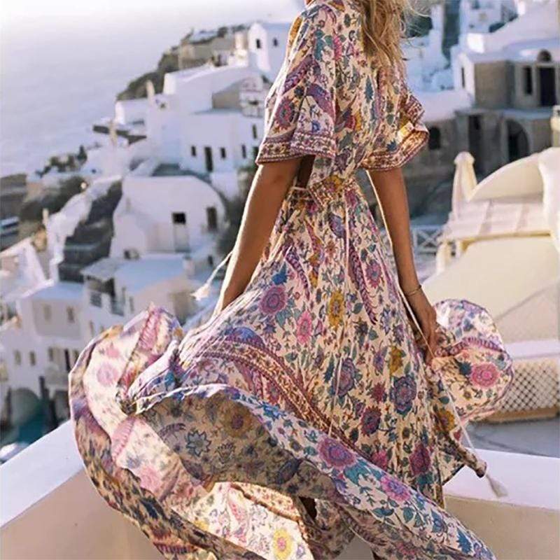 Boho Maxi Dress - Backless Floral Print – Boho Beach Hut