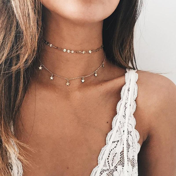 Designer Beads Diamond Stone Pendant Choker Necklace Set - Fashionvalley
