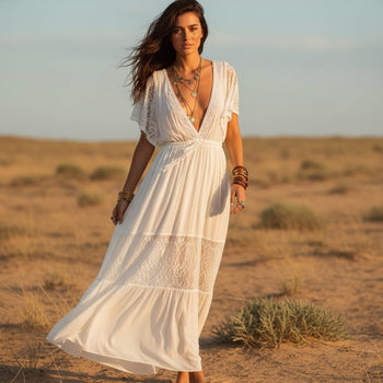 Boho Beach Hut Cover up, Beach Cover up Dress Lace Beach Cover Up White / One Size
