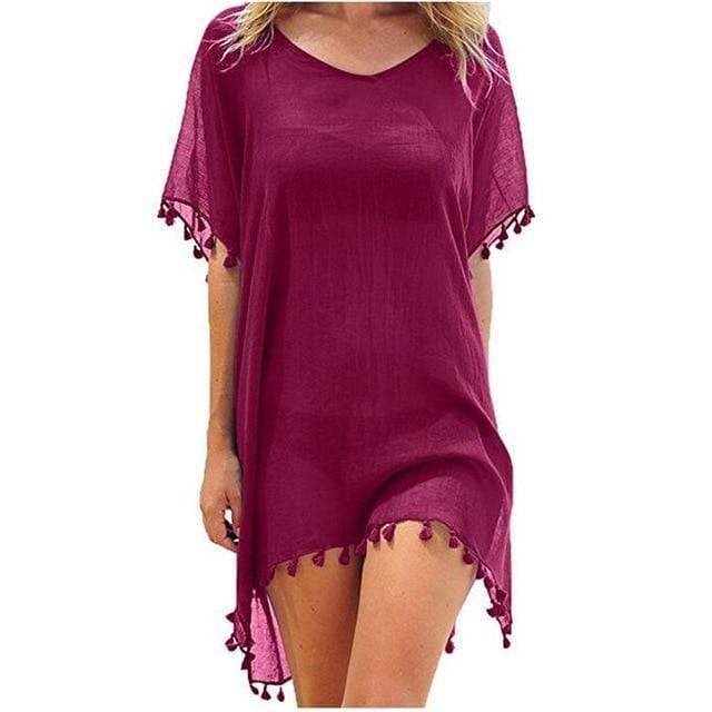 Boho Beach Hut Cover-up Burgundy / One Size Summer Beach Cover Up- Multiple Colors