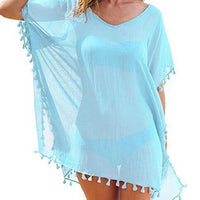 Boho Beach Hut Cover-up Light Blue / One Size Summer Beach Cover Up- Multiple Colors