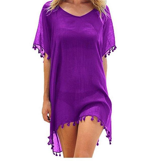 Boho Beach Hut Cover-up Purple / One Size Summer Beach Cover Up- Multiple Colors