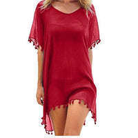 Boho Beach Hut Cover-up Red / One Size Summer Beach Cover Up- Multiple Colors