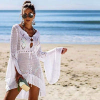 Boho Beach Hut Cover-Ups, Bikini Cover Up Crochet Knit Beach Cover Up