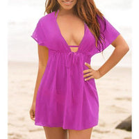 Boho Beach Hut Cover-Ups Purple / One Size Sexy Deep V Neck Cover Up