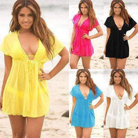 Boho Beach Hut Cover-Ups Sexy Deep V Neck Cover Up