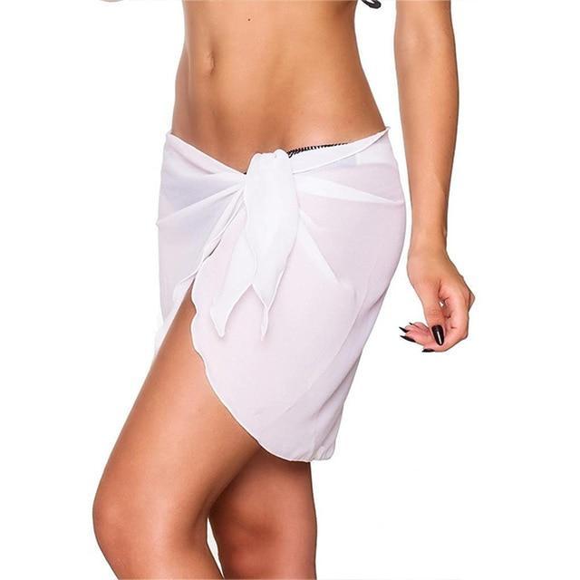 Boho Beach Hut Cover-Ups White / One Size Chiffon Cover Up Mini Skirt