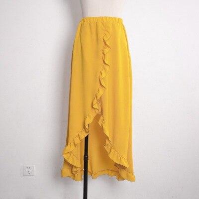 Boho Beach Hut Cover-Ups Yellow / S High Waist Chiffon Cover Up Skirt