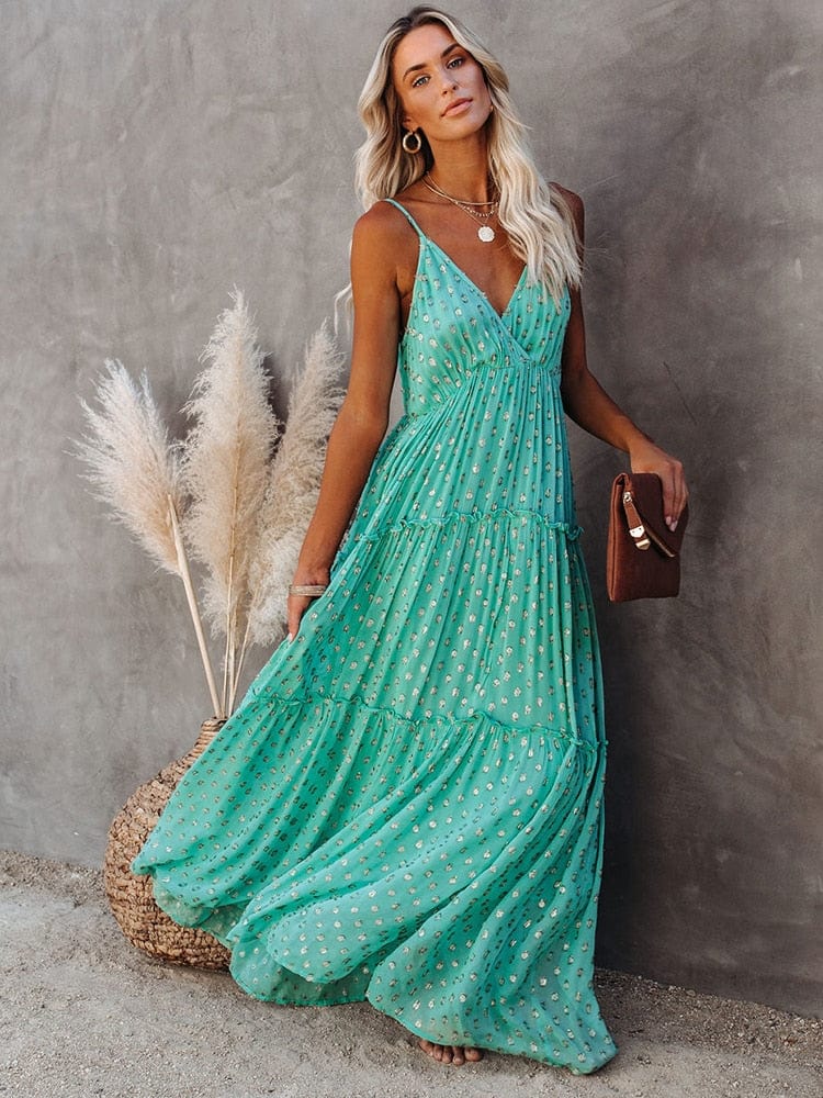 Boho Beach Hut Dress, Maxi Dress Bohemian Floral Maxi Sundress