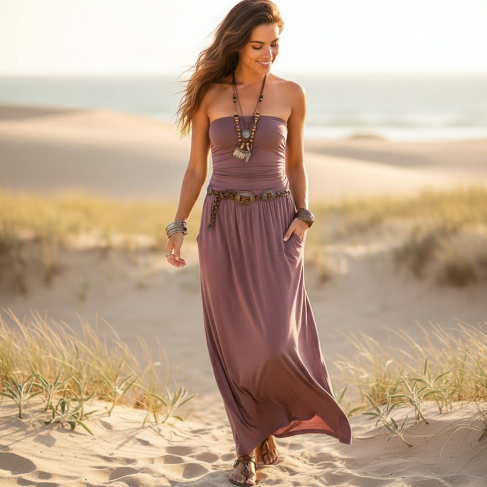 Boho Bandeau Maxi Dress – Strapless Off-Shoulder Fit & Flare Dress – Boho  Beach Hut