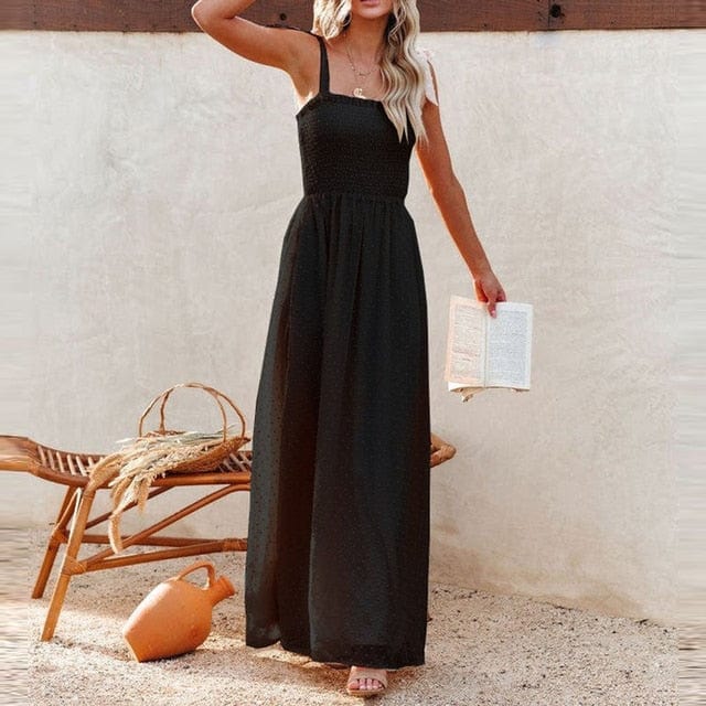 Boho Beach Hut Dresses, Maxi Dress, Black Dress, Lace Dress, Tulle Dress, Long Dress, Summer Dress, Church Dress, Long Dress, Beach Dress, Beach Wedding Dress, Boho Dress Black / S Boho Sleeveless Summer Maxi Dress