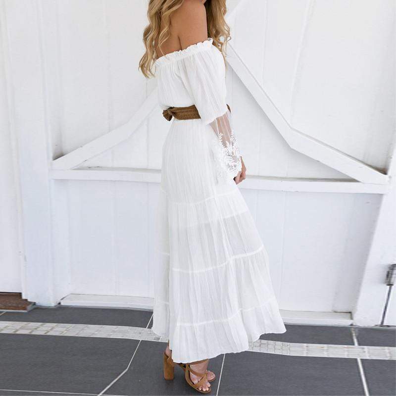 Boho Beach Hut Dresses, Maxi Dress, White Beach Dress Boho Sexy Lace Beach Maxi Long Dress