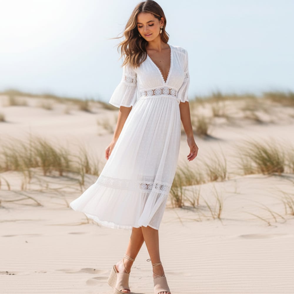 White Boho Long Dress – Boho Beach Hut