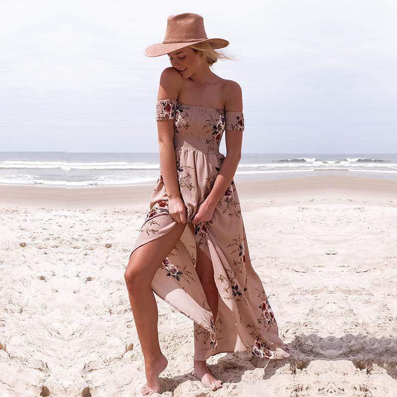 Boho Beach Hut Dresses, Sundresses, Beach Dresses, Summer Dresses, Maxi Dresses Long Summer Sundress Khaki / S