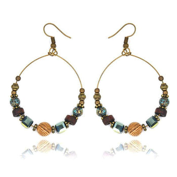 Boho Beach Hut Earrings Boho Drop Hoop Earrings Gold / One Size