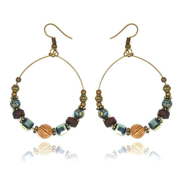 Boho Beach Hut Earrings Boho Drop Hoop Earrings Gold / One Size
