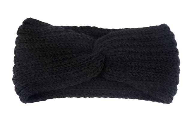 Boho Beach Hut Headbands, Head Warmers Knit Headband Knot Cross Black / One Size