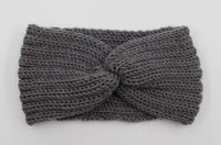 Boho Beach Hut Headbands, Head Warmers Knit Headband Knot Cross Gray / One Size