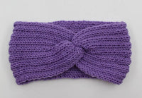 Boho Beach Hut Headbands, Head Warmers Knit Headband Knot Cross Lilac / One Size