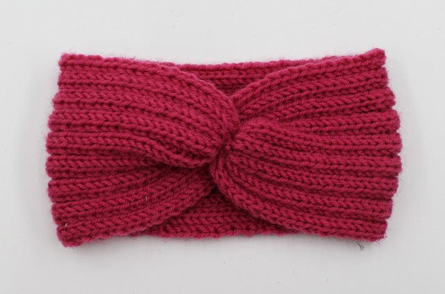 Boho Beach Hut Headbands, Head Warmers Knit Headband Knot Cross Magenta / One Size